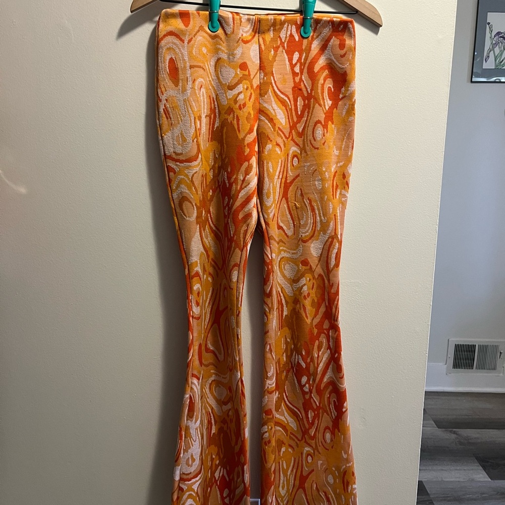 Vibrant Orange Swirl Pattern Pants - image 1